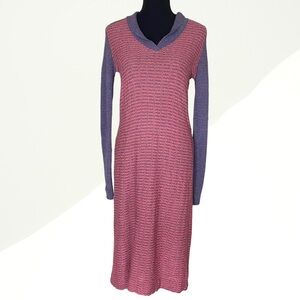 Vintage knit (crochet style) purple pink long midi dress castleberry 4 small